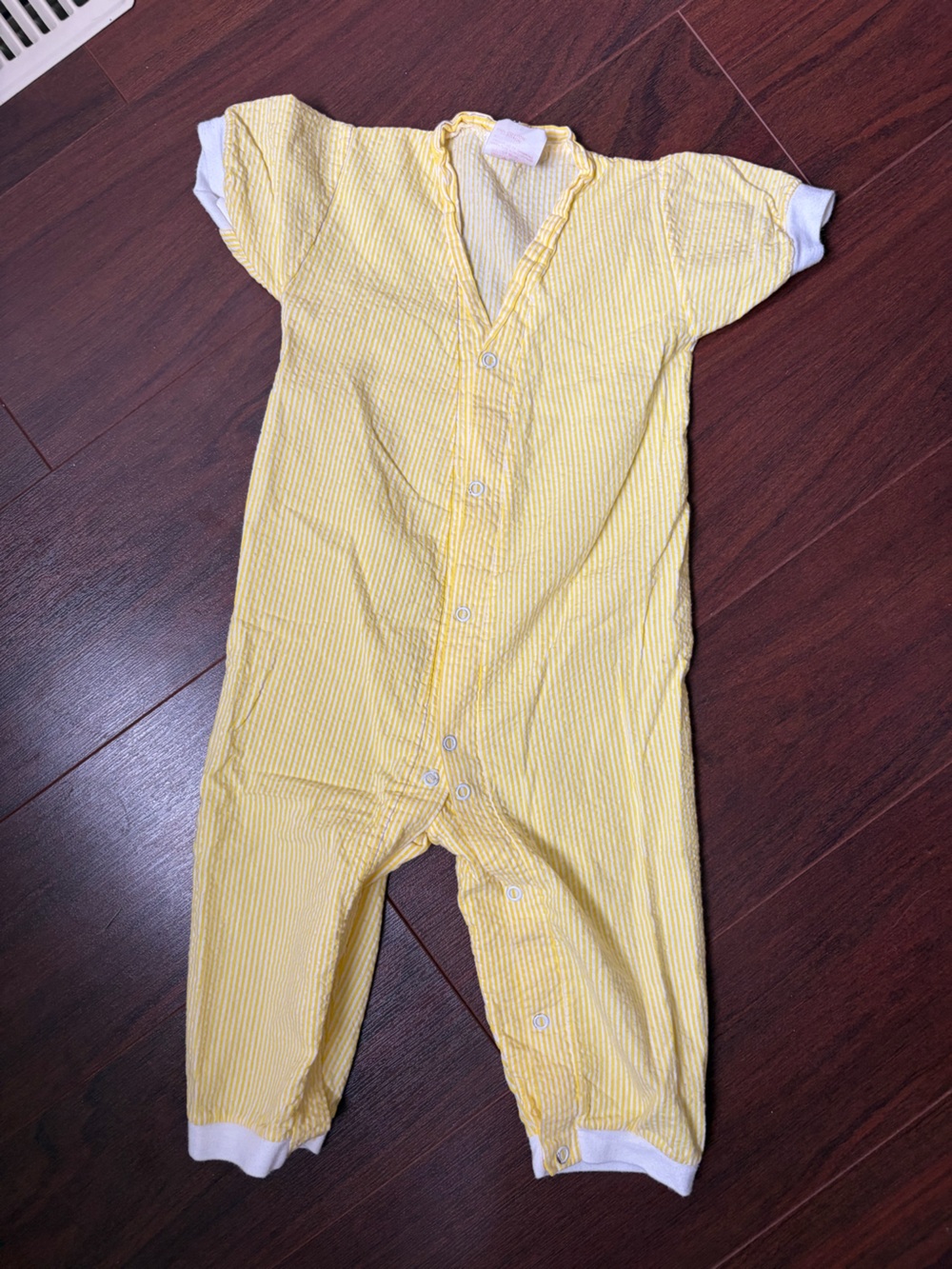 Vintage 80s Yellow Striped Kids One-Piece Bodysuit